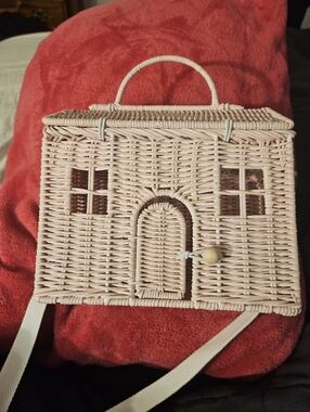 Woven Pink Rattan Basket Handbag House Adult Or  Kids